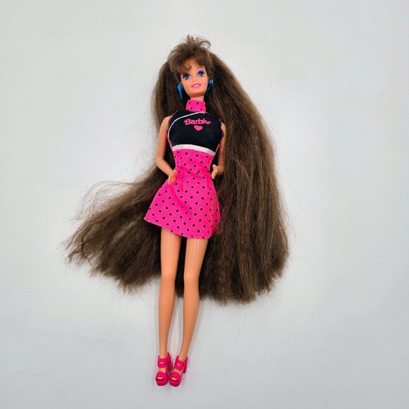 Totally Hair Barbie Doll Brunette 1991 1117 Mattel Read - Picture 13 of 16